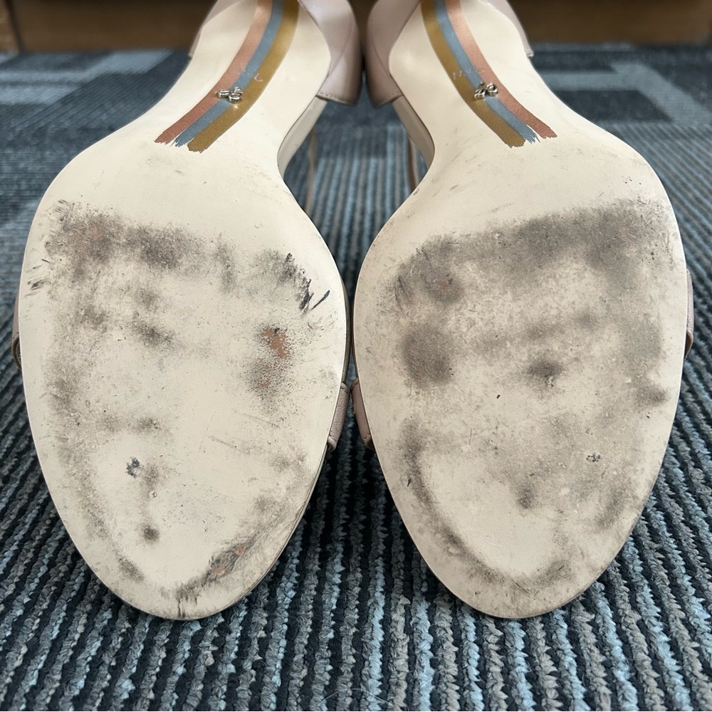 Sam Edelman Soft Beige Nude Patti Ankle Strap Open Toe Heels, size 9.5 WIDE - Picture 11 of 12